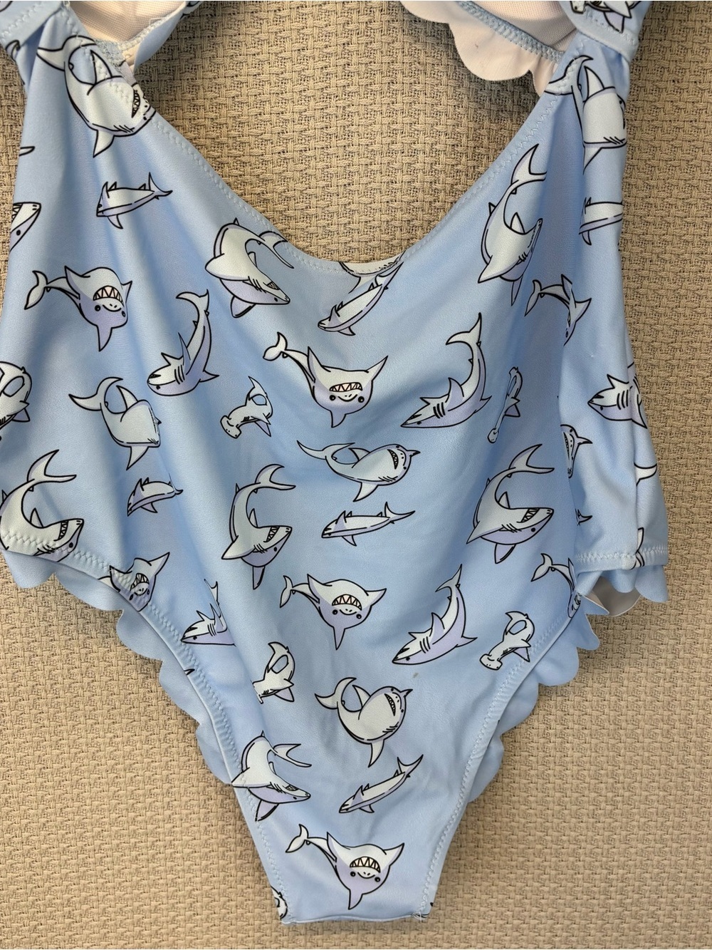 Haikyuu One Piece Shark Cut Out Bathing Suit Women Sz Large Scalloped Anime Fun - Picture 8 of 9